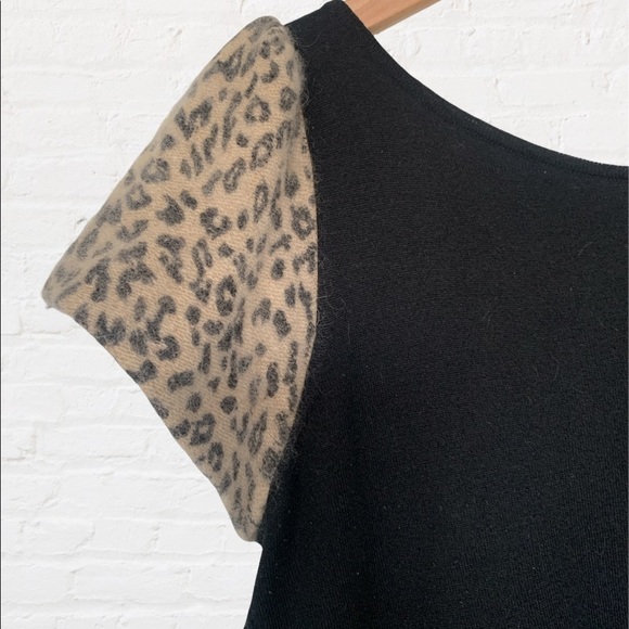 Anthropologie Leifsdoittir Leopard Sleeve Knit Wool Cashmere Twee Top Side Small - Picture 4 of 6